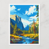 Yosemite California Vintage Illustration Postkarte (Vorderseite)
