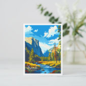 Yosemite California Vintage Illustration Postkarte (Stehend Vorderseite)