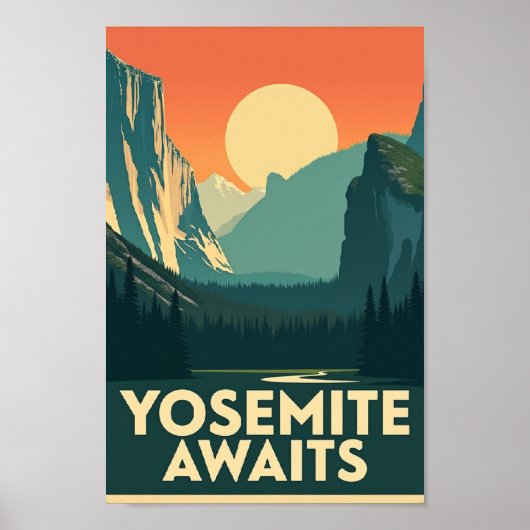 Yosemite erwartet Sie - Retro-Reiseplakat Poster (Vorne)