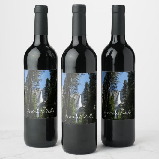 Yosemite Falls and Woods Landscape Fotografy Weinetikett (Flaschen)