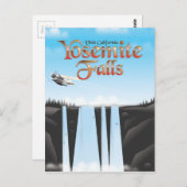 Yosemite Falls California Reiseplakat Postkarte (Vorne/Hinten)