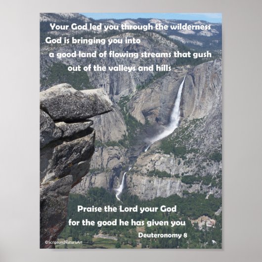 Yosemite Falls, Glacier Point, Deuteronomie 8 Poster (Vorne)