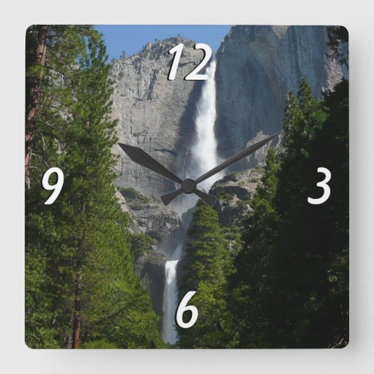 Yosemite Falls II aus dem Yosemite Nationalpark Quadratische Wanduhr (Vorderseite)