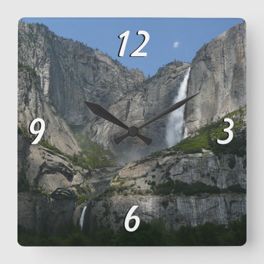Yosemite Falls III aus dem Yosemite Nationalpark Quadratische Wanduhr (Vorderseite)
