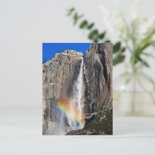 Yosemite Falls mit Rainbow Postkarte (Stehend Vorderseite)