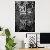 Yosemite Falls Reflektion schwarz-weiß Poster (Heimbüro)