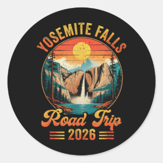 Yosemite Falls Roadtrip 2026 Sommerurlaub Runder Aufkleber