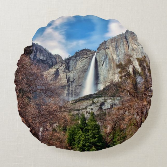 Yosemite Falls Rundes Kissen (Vorderseite)