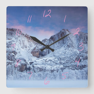 Yosemite- Fallssonnenaufgang Quadratische Wanduhr