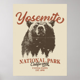 Yosemite Grizzly Bear California Nationalpark Poster