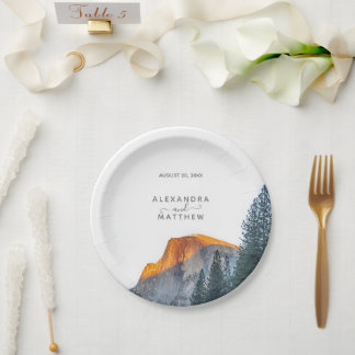 Yosemite Half Dome Sonnenuntergang Hochzeitspapier Pappteller