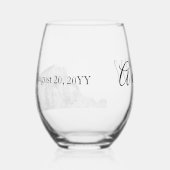 Yosemite Half Dome Sunset Initials Wedding Weinglas Ohne Stiel (Vorderseite)