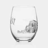 Yosemite Half Dome Sunset Initials Wedding Weinglas Ohne Stiel (Rückseite)