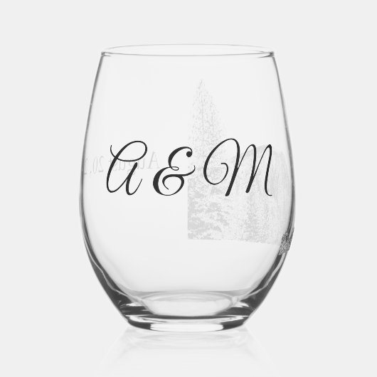 Yosemite Half Dome Sunset Initials Wedding Weinglas Ohne Stiel (Links)