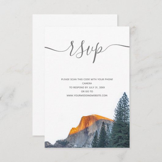 Yosemite Half Dome Sunset Wedding RSVP Begleitkarte (Vorne/Hinten)