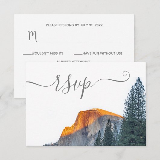 Yosemite Half Dome Sunset Wedding RSVP Card Karte (Vorne/Hinten)