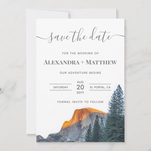 Yosemite Half Dome Sunset Wedding Save The Date (Vorderseite)