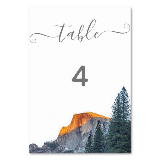 Yosemite Half Dome Sunset Wedding Tischnummer (Vorderseite)