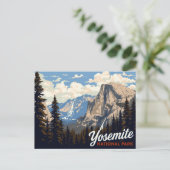 Yosemite Half Dome Vintage Poster Art Postkarte (Stehend Vorderseite)