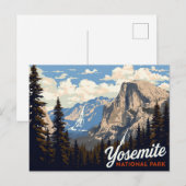 Yosemite Half Dome Vintage Poster Kunst Postkarte (Vorne/Hinten)