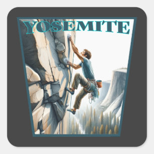 Yosemite Kalifornien Felsenklettern Quadratischer Aufkleber