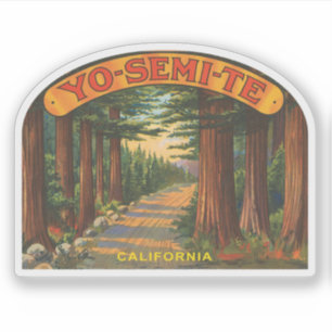 Yosemite Kalifornien vintage Waldszene Aufkleber
