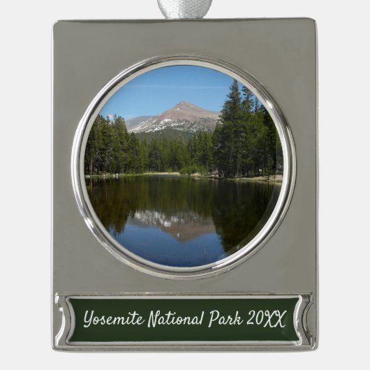 Yosemite Lake Reflection Banner-Ornament Silber (Vorderseite)