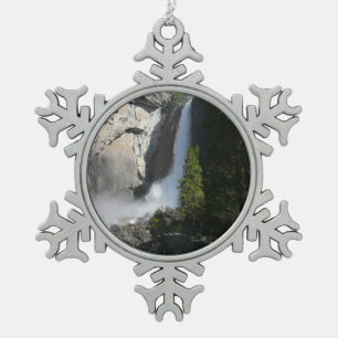 Yosemite Lower Falls am Lower Yosemite Falls Trail Schneeflocken Zinn-Ornament