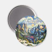 Yosemite Mountains Tunnel View Winter Colorful Magnet (Vorderseite/Rückseite)