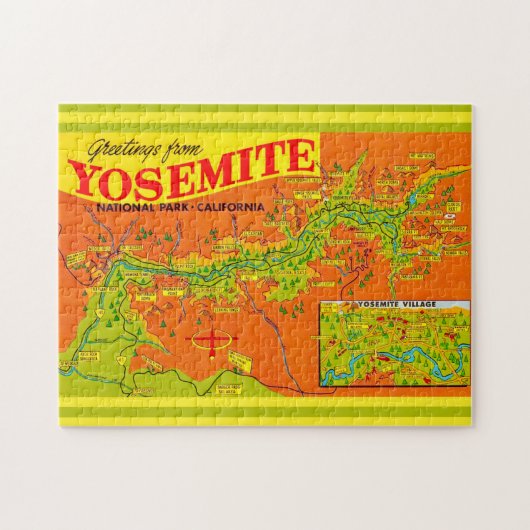 Yosemite National Park 11x14 Karte Puzzle (Horizontal)