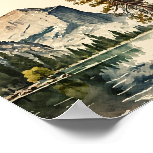 Yosemite National Park Aquarell Halbkuppel Poster (Ecke)