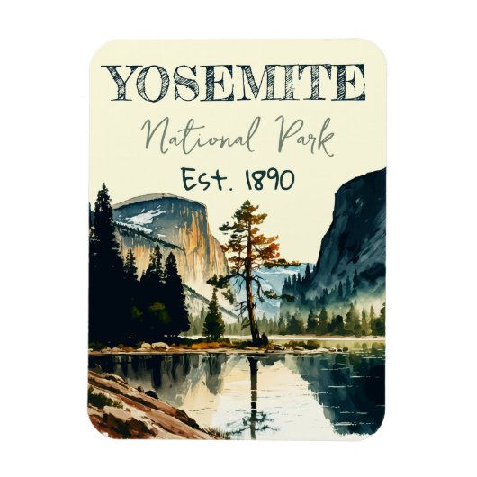 Yosemite National Park Aquarell Halbkuppel Sonnenu Magnet (Vertikal)