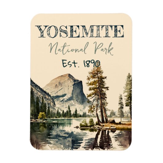 Yosemite National Park Aquarell Halbkuppel Sonnenu Magnet (Vertikal)