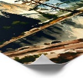 Yosemite National Park Aquarell Halbkuppel Sonnenu Poster (Ecke)