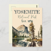 Yosemite National Park Aquarell Halbkuppel Sonnenu Postkarte (Vorne/Hinten)