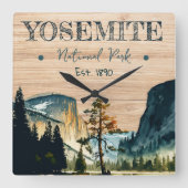 Yosemite National Park Aquarell Halbkuppel Sonnenu Quadratische Wanduhr (Vorderseite)