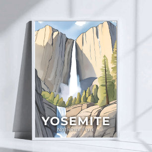 Yosemite National Park   Aquarell Reise Poster