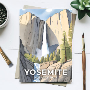 Yosemite National Park   Aquarell Reise Postkarte