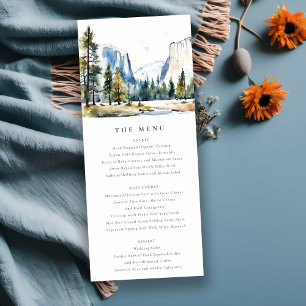 Yosemite National Park CA Watercolor Wedding Menu Einladung