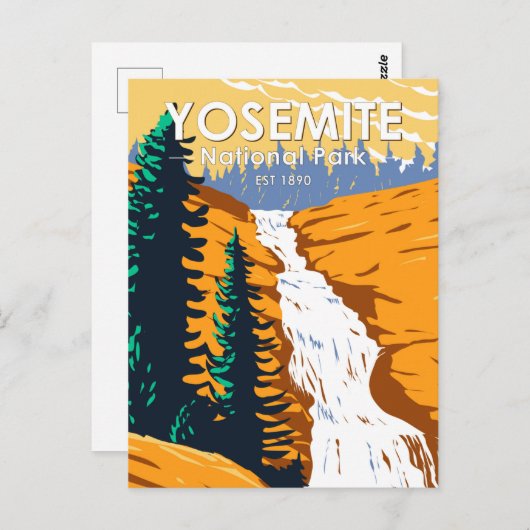 Yosemite National Park Chilnualna Falls California Postkarte (Vorne/Hinten)