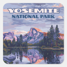 Yosemite National Park Halb Dome California Sunset Quadratischer Aufkleber
