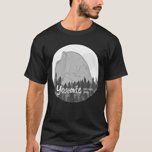Yosemite National Park Halb Dome Grayscale T-Shirt (Vorderseite)