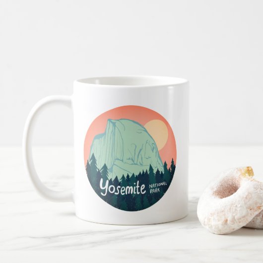 Yosemite National Park Halb Dome Sunset Aquamarin Kaffeetasse (Mit Donut)