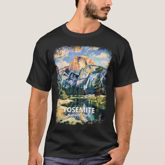 Yosemite National Park Half Dome Colorful Painting T-Shirt (Vorderseite)