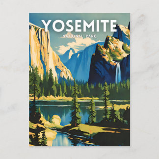 Yosemite National Park Illustration Retro Aestheti Postkarte