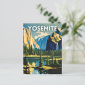 Yosemite National Park Illustration Retro Aestheti Postkarte (Stehend Vorderseite)