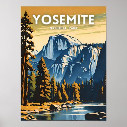 Yosemite National Park Illustrationstext Poster (Vorne)
