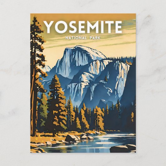 Yosemite National Park Illustrationstext Postkarte (Vorderseite)