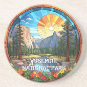 Yosemite National Park Imitate Festgeballtes Glasm Getränkeuntersetzer (Vorne)