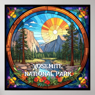 Yosemite National Park Imitate Festgeballtes Glasm Poster